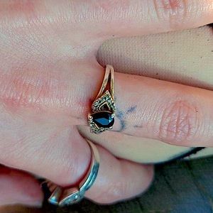 Black diamond ring white gold and diamond